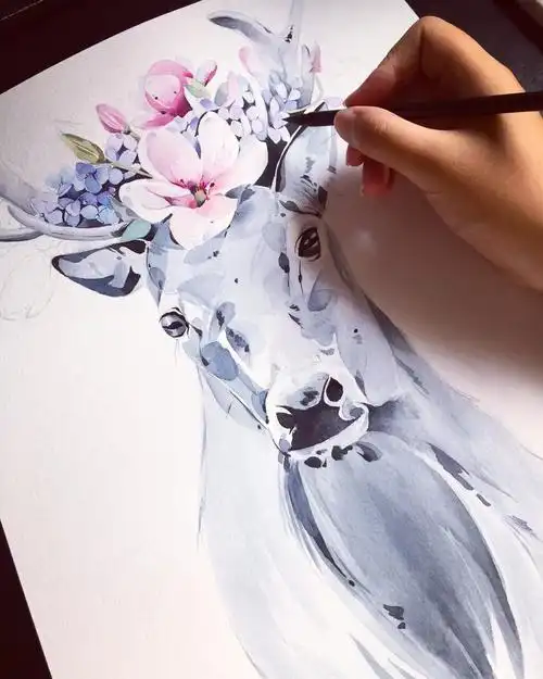 ins纯手绘北欧麋鹿要的就是自信