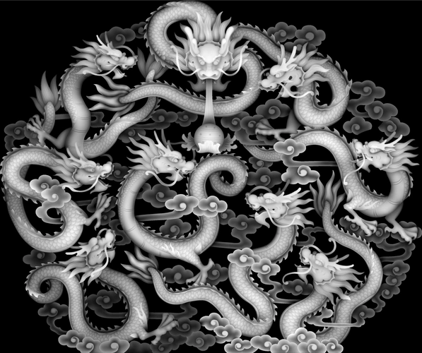 lf115jdp格式中式九龙太平浮雕图九龙太平电脑激光雕刻图九龙太平精雕