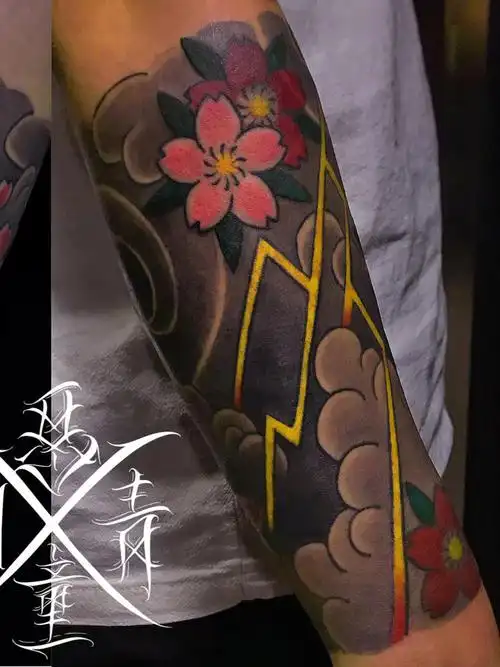 老传统樱花包小臂_纹身图案手稿图片_恶童揸fit人的纹身作品集