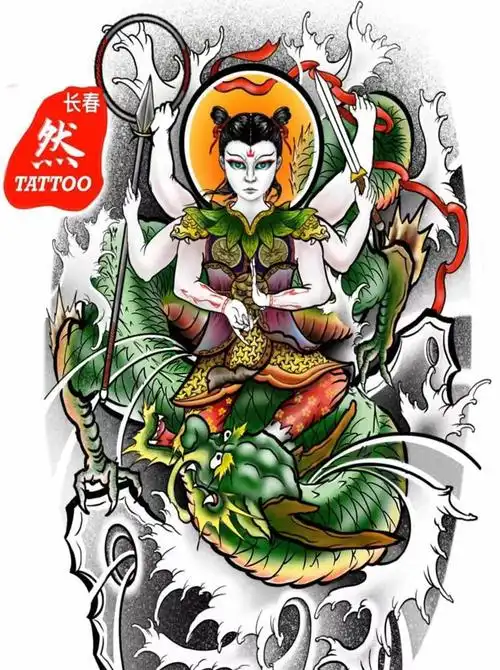 哪吒纹身图片_新传统老传统纹身图案