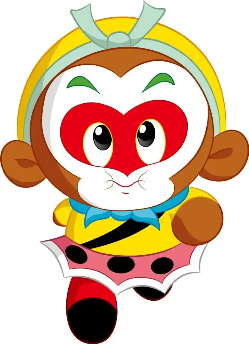 工笔绘画大闹天宫萌猴纸孙悟空高清背景图片(2)