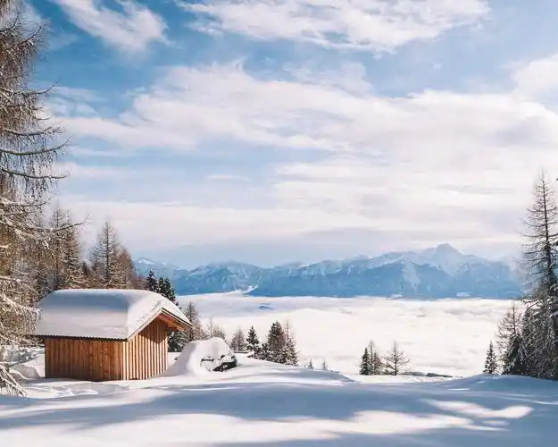 风景,雪景,木屋,树,雪的世界壁纸