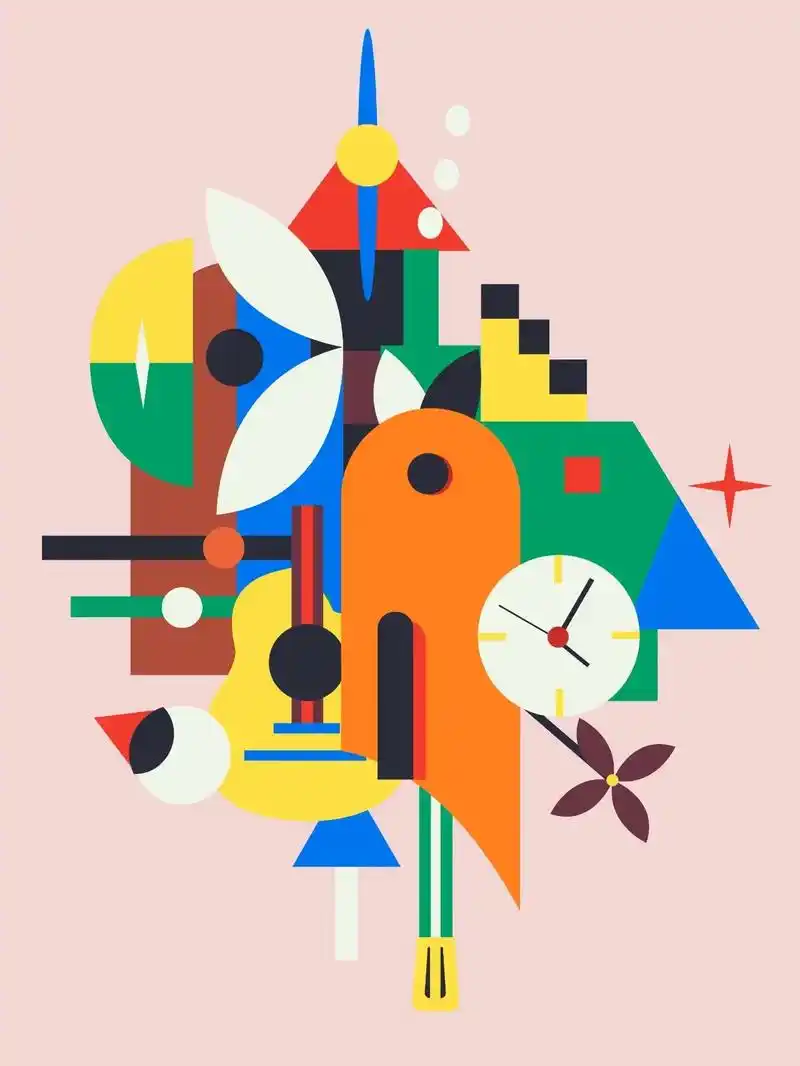 学员作业 i 抽象图形海报打卡 .用不同的抽象图形相互组合和 - 抖音