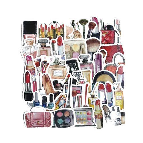 45张卡通可爱少女化妆品手账贴冰箱笔记本吉他行李箱涂鸦pvc贴纸