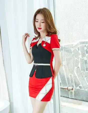 沐足店工作服女套装性感足浴足疗技师服美容院按摩spa酒店工装夏 红色