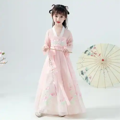 小女孩民国风童装夏两件套古风唐装儿童旗袍群女童汉服连衣裙新款