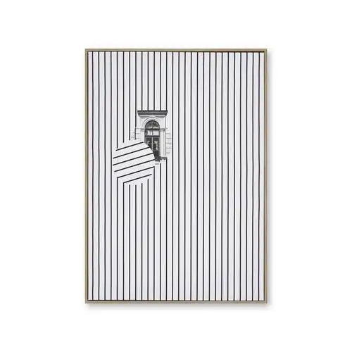 极简主义线条艺术版画窗口设计黑白轻木框架浮动数码图片帆布框架