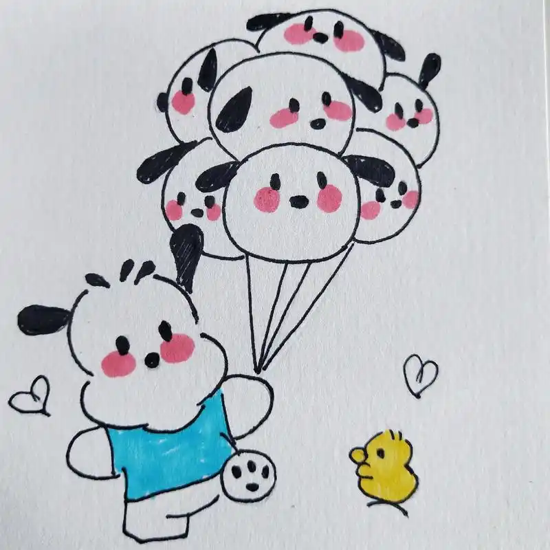 敲可爱的猪猪气球呀#简笔画 #一起学画画 #手绘  - 抖音