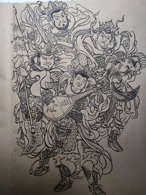 临摹一个四天王画像