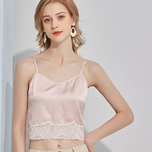 美背真丝吊带背心女内搭不带胸垫打底衫蕾丝文胸法式防走光抹胸