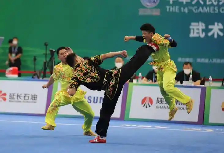 9月3日上午,第十四届全国运动会武术套路团体项目比赛结束争夺,陕西队