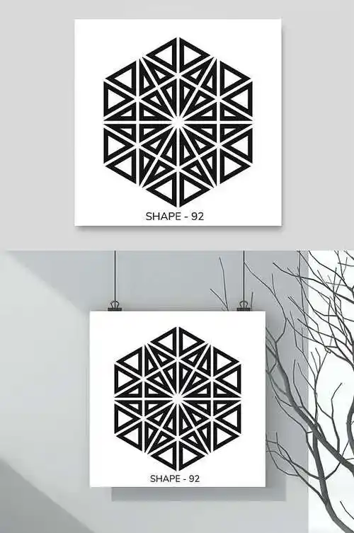 创意几何图案矢量素材黑色白底个性