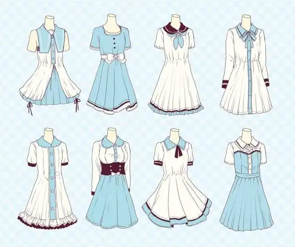 卡通手绘,创意,红色的,连衣裙,吊带裙,动漫动画动漫黑白丝质裙子的