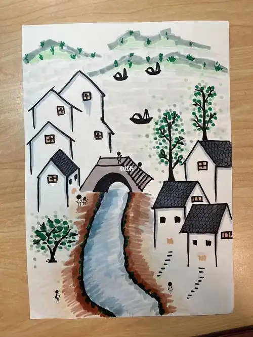 马克笔简笔画又是江南好风景