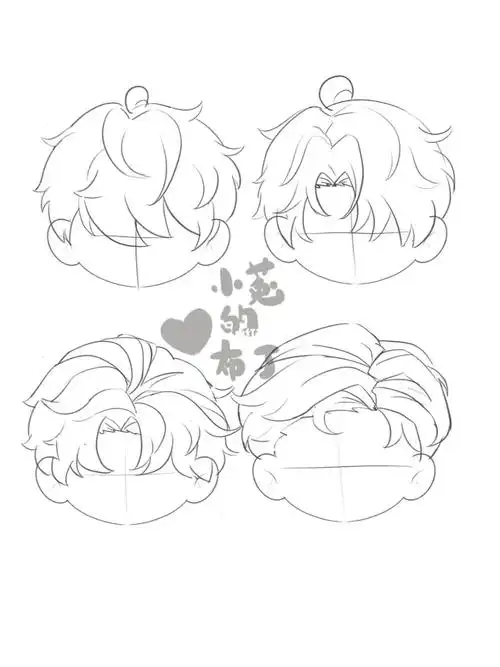 男生发型  #q版  #草图  #素材