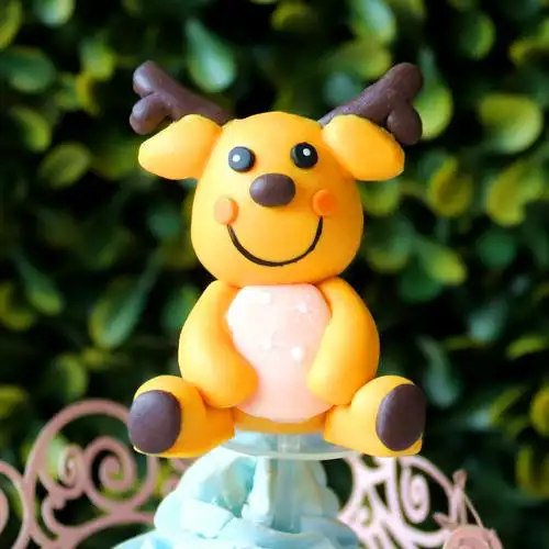 q可爱小鹿软陶圣诞插件圣诞插牌圣诞麋鹿圣诞节立体装饰圣诞鹿