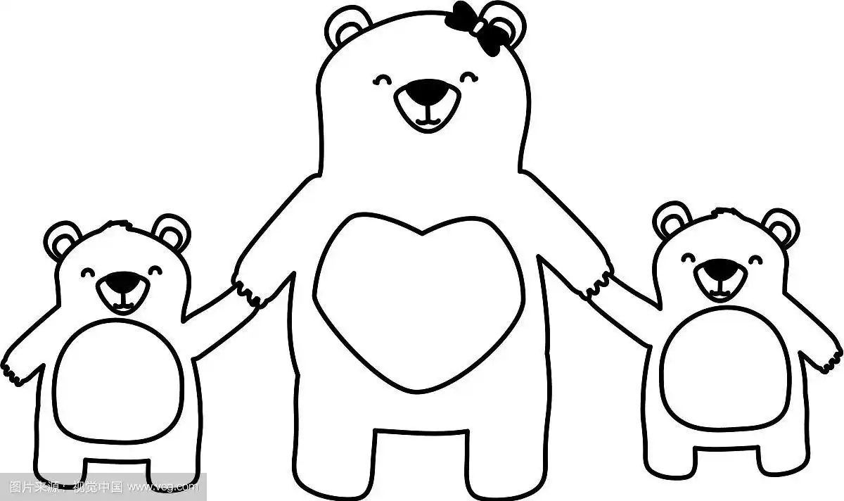 妈妈,熊,儿子,女儿
