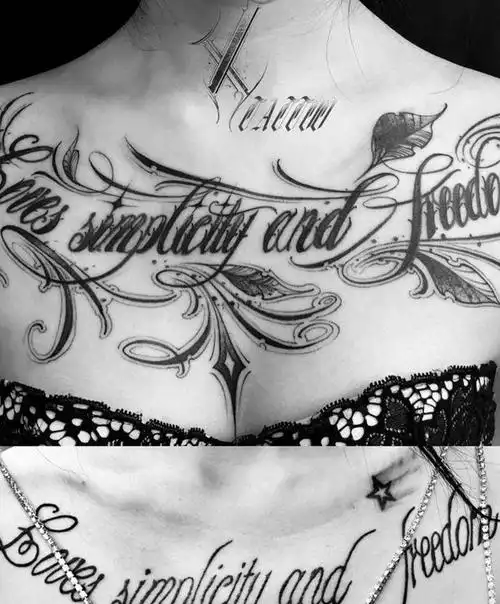 花胸纹身图片_胸部纹身图案