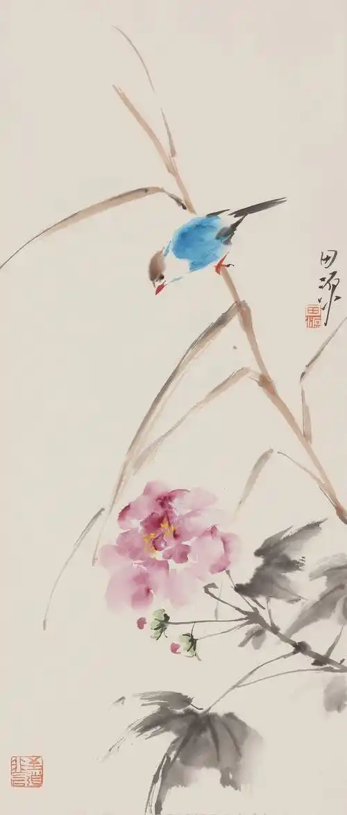 简而意远,寥寥数笔写成生动可爱的小鸟_田源_花鸟画_浙江美术学院