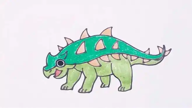 恐龙简笔画之甲龙,喜欢的宝宝们一起画起来吧-母婴亲子视频-搜狐视频