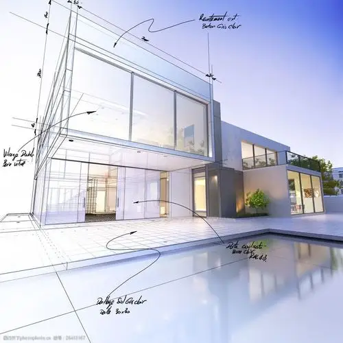 手绘别墅效果图纸图片