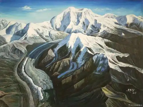 黄联合油画作品《雪山》