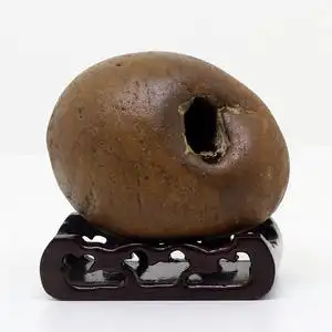 天然手玩大化彩陶金纹画面大湾水玉纹路图案石胆广西来宾奇石e218