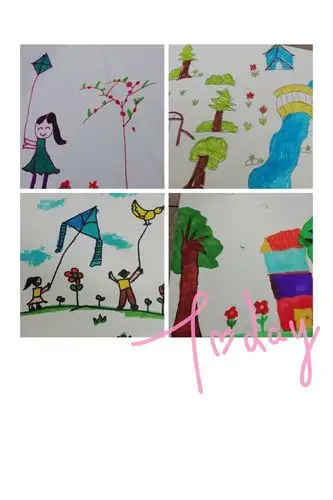 春游啦,孩子们用彩笔把满眼春光画下来,抒发对春天的爱!