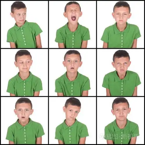 不同的面部表情和情绪的男孩