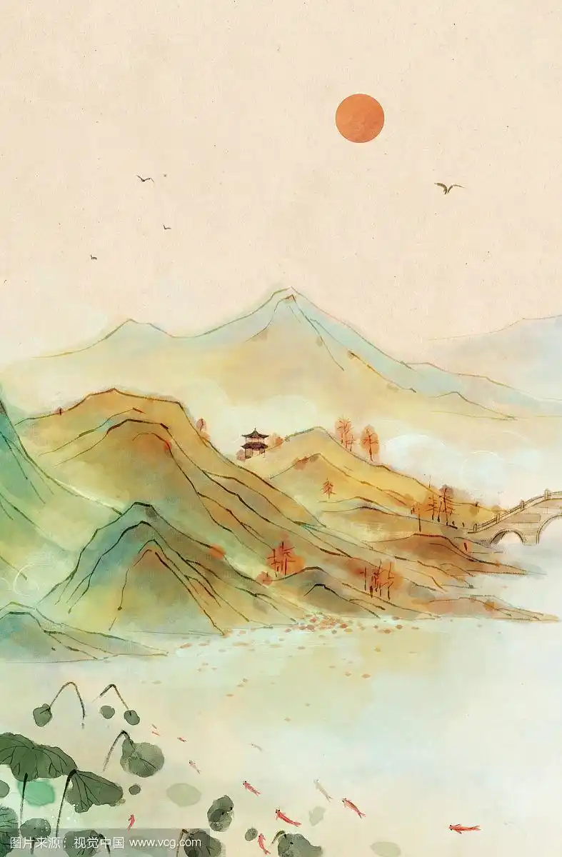 秋季风景水墨画