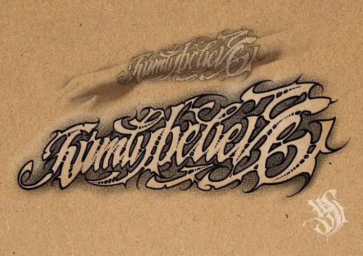 花体字纹身手稿