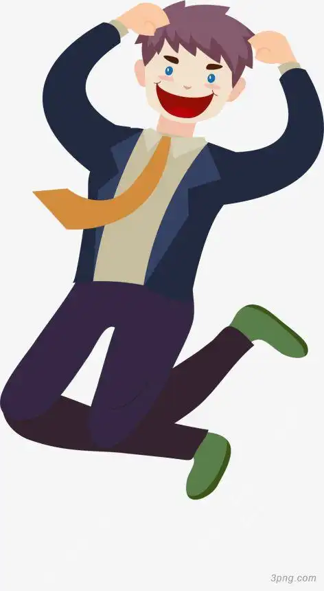 欢呼跳跃的商务小人png素材透明免抠图片-动植人物