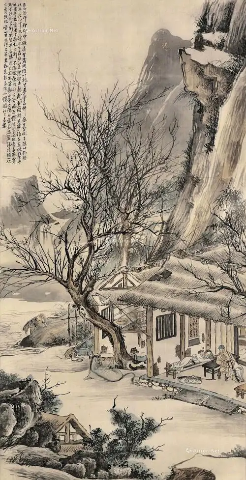 1543山水人物立轴绢本