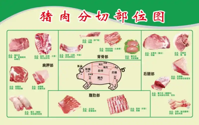 附猪肉分割示意图