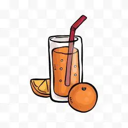手绘风橙汁