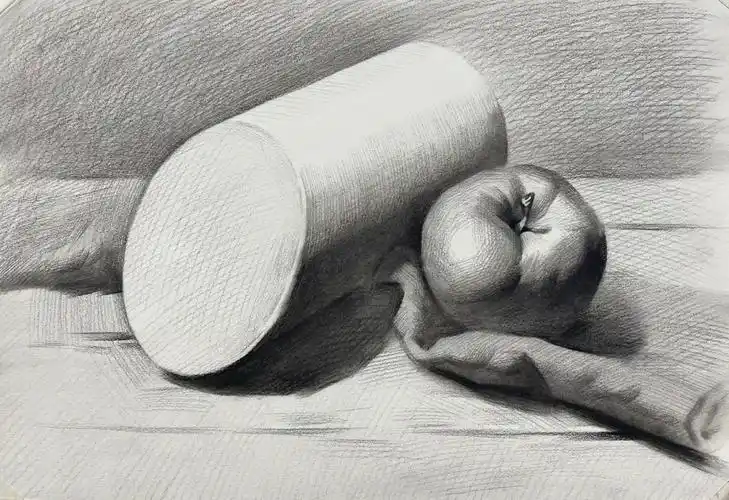 素描几何体静物小组合炭笔