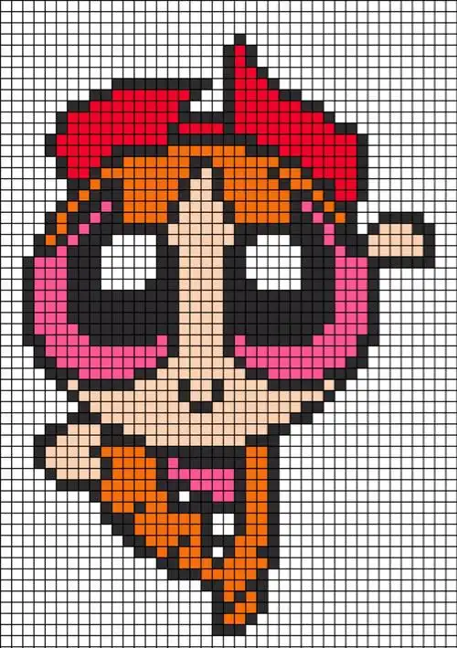 飞天小女警 拼拼豆豆 拼豆图纸～diy