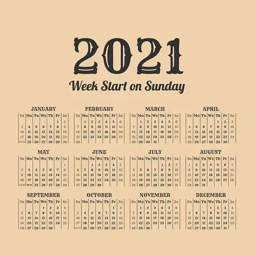 简单的2021年日历