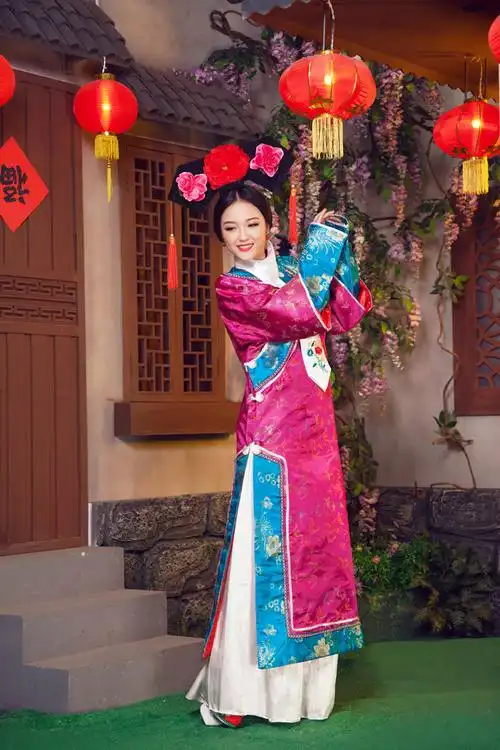 特价清朝古装女_清朝满族古装女还珠格格服装成人宫女甄嬛传旗袍大码