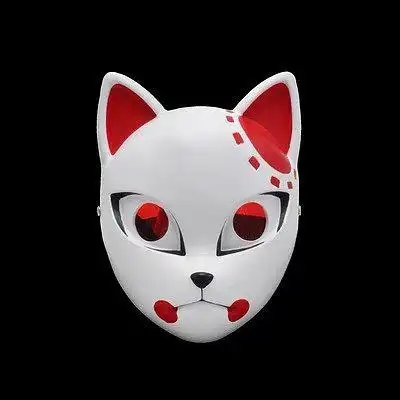 动漫日本鬼灭之刃灶门炭治郎锖兔真菰蝴蝶面具万圣节全脸狐狸cos淘宝