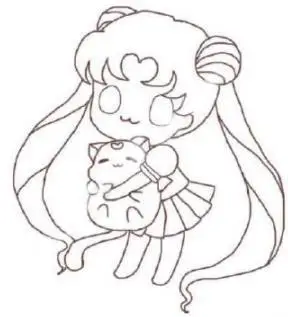 的画法教程q版长发女孩简笔画步骤初音未来q版超萌美少女简笔画图片