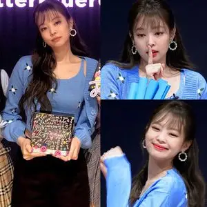 金智妮jennie同款蓝色花朵刺绣v领针织开衫套装女背心马甲两件套