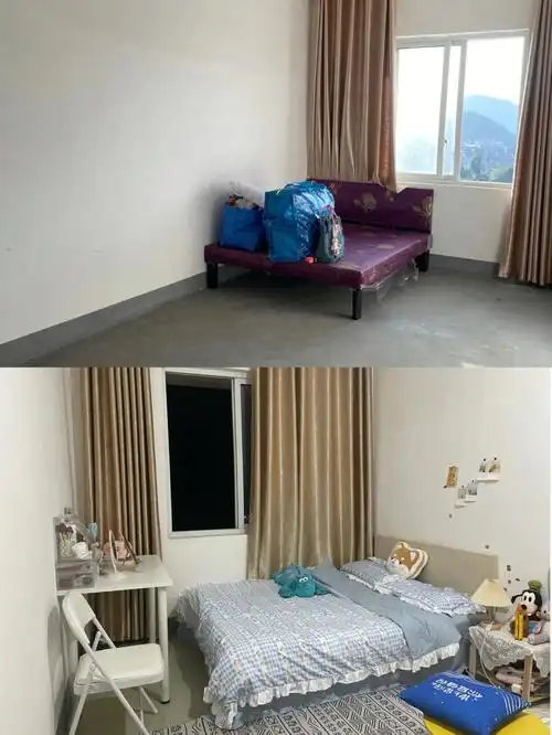 贵州某镇,公租房月租100块,水电自费客厅的地板贴我没有贴,直接扑上去