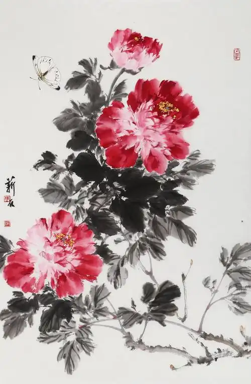 【已售】陈薪名《富贵吉祥》 第六届全国花鸟画展金奖获得者