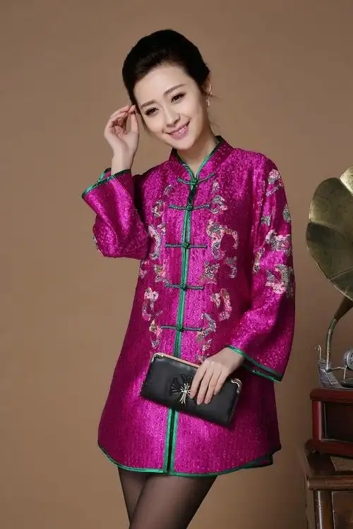 2016春2016春季新款中老年女士真丝唐装时尚妈妈装短款褶皱上衣喇叭袖