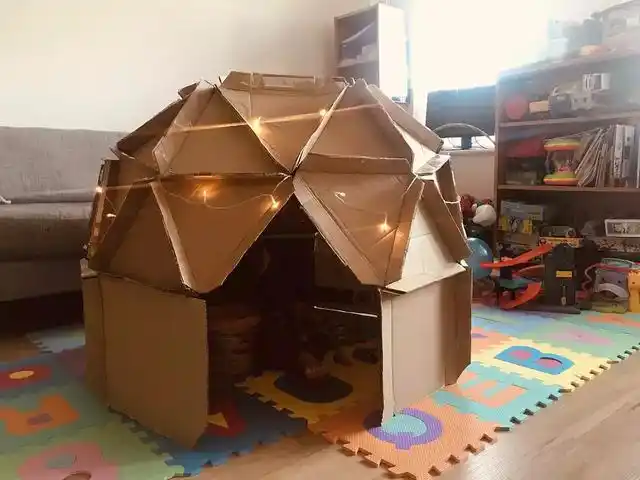 我用废纸箱给孩子做了个圆顶小屋,爱斯基摩style_网易订阅