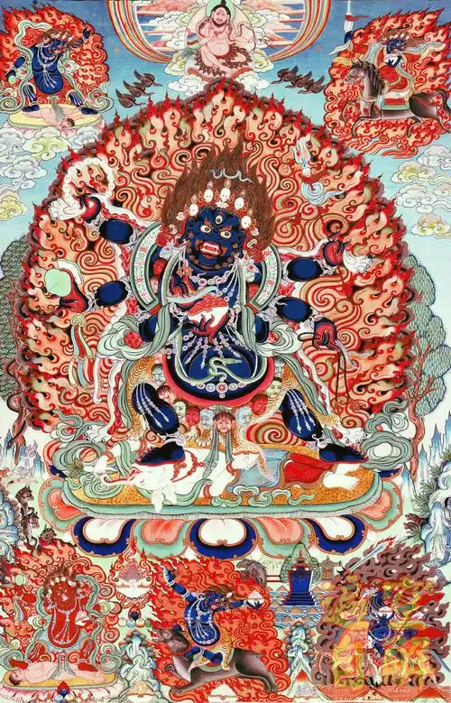 【定制】梵音阁黑六臂玛哈嘎拉护法可挂轴卷轴不褪色画像唐卡5