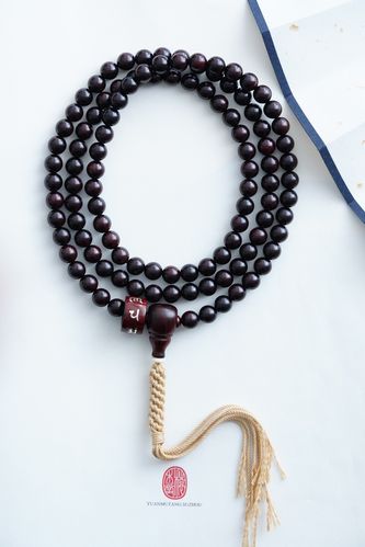 印度小叶紫檀手串108颗佛珠六字箴言跑环念珠男士女檀香木质手链