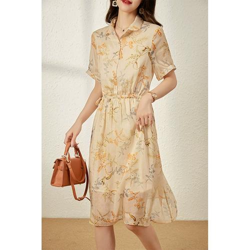 真丝连衣裙夏季2021新款女装高端大牌桑蚕丝长裙碎花气质薄款裙子