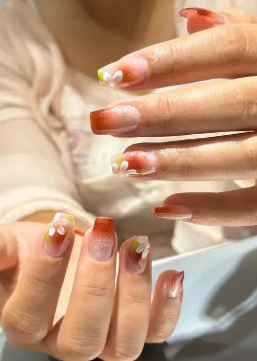 灵感满满的橙花指甲